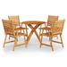 Union Rustic Patio Table & Chairs Conversational Set Solid Acacia Wood in Brown/White | 33.5 W x 33.5 D in | Wayfair