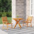 Union Rustic Patio Table & Chairs Conversational Set Solid Acacia Wood in Brown/White | 33.5 W x 33.5 D in | Wayfair