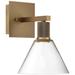 Port Nine Martini LED Wall Sconce - Antique Brushed Brass - Clear Glass