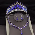 Bijoux de mariée en cristal Baroque pour femmes ensemble de bijoux de luxe couronne diadème