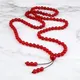 Collier de perles Mala Vintage de cornaline rouge en pierre naturelle fait à la main noué