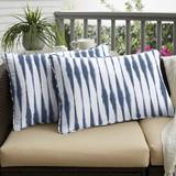 Humble + Haute Blue and White Ikat Stripe Indoor/Outdoor Corded Lumbar Pillows (Set of 2)