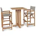 HiTeak Furniture Captains Bar 3-Piece Teak Outdoor Bar Height Dining Set - HLS-CB-T