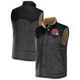 Men's NFL x Darius Rucker Collection by Fanatics Charcoal Cleveland Browns Two-Tone Sherpa Button-Up Vest