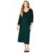 Plus Size Women's Fit N Flare Sweater Dress by Catherines in Emerald Green Stripes (Size 6X)