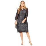 Plus Size Women's Ring Neck Crochet Lace Dress by Catherines in Black (Size 3XWP)