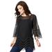 Plus Size Women's Embellished Georgette Tunic by Roaman's in Black (Size 16 W)