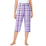 Plus Size Women's Woven Sleep Capri Pant by Dreams & Co. in Soft Iris Plaid (Size 5X)