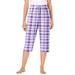 Plus Size Women's Woven Sleep Capri Pant by Dreams & Co. in Soft Iris Plaid (Size 5X)