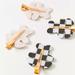 Urban Outfitters Accessories | *Nib* Crease-Free Hair Clips With Checkered Teddy Bears (Set Of 4) | Color: Gold/White | Size: Os