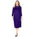 Plus Size Women's Cowl Neck Sweater Dress by Catherines in Deep Grape Geo Patch (Size 2X)