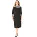 Plus Size Women's Cowl Neck Sweater Dress by Catherines in Black Houndstooth (Size 2X)