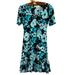 Michael Kors Dresses | Michael Kors Casual Day V Neck Dress Ll Tile Blue Floral Flowers Ll Sz:Xs | Color: Black/Blue | Size: Xs