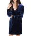 Madewell Dresses | Madewell Velvet Balloon-Sleeve Dress | Color: Blue/Purple | Size: Xs