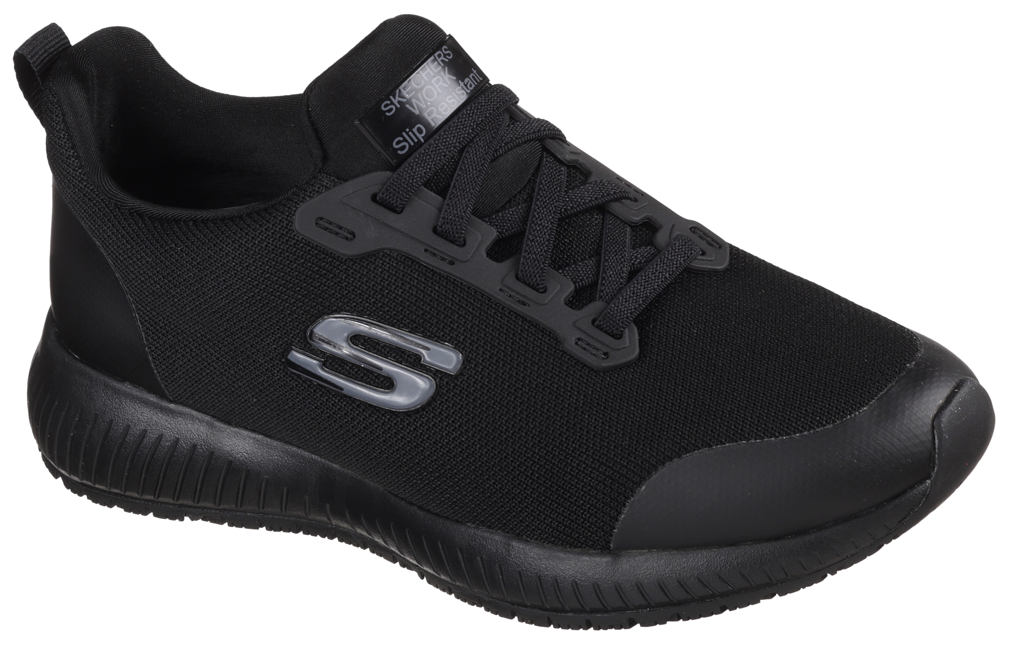 Berufsschuh SKECHERS "SQUAD SR" Gr. 38, schwarz, 38, Synthetik, Textil, Schuhe, Sneaker für Gastronomie & Pflege mit gepolstertem Schaftrand, Topseller