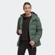 Outdoorjacke ADIDAS SPORTSWEAR "HELIONIC HOODED DAUNENJACKE" Gr. XXL, grün (green o x ide) Damen Jacken Sportjacken