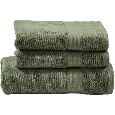Handtuch Set DONE. "Deluxe", grün (khaki), 3 St., 1 Badetuch (70x140cm)-2 Handtücher (50x100cm), Zwirnfrottee, Zwirnfrottee, Obermaterial: 100% Baumwolle, Handtücher (Packung), Hotelqualität aus hochwertigem Zwirnfrottier Image