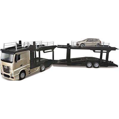 Spielzeug-Transporter BBURAGO "StreetFire MB Actros Autotransporter" Spielzeugfahrzeuge grau (grau, schwarz) Kinder Altersempfehlung inklusive Spielzeugauto