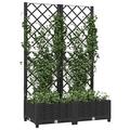 Susany Garden Planter Garden Raised Bed with Trellis Trough Planter with Topped Trellis Climbing Plants Flower Raised Bed Pot Dark Black 80x40x121.5 cm