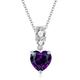 LOCIBLO Necklaces for Women 925 Sterling Silver Love Heart Pendant White Gold February Birthstone Purple Synthetic Amethyst Necklace Birthday Gifts Jewellery for Her, 16"+2"