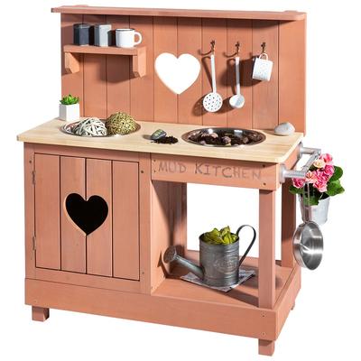 Outdoor-Spielküche MUDDY BUDDY "Adventurer Heart", rosa, Spielküchen, KinderB:80cm H:90cm T:40cm, Holz, Matschküche, puderrosa; FSC - schützt Wald - weltweit, B:80cm H:90cm T:40cm