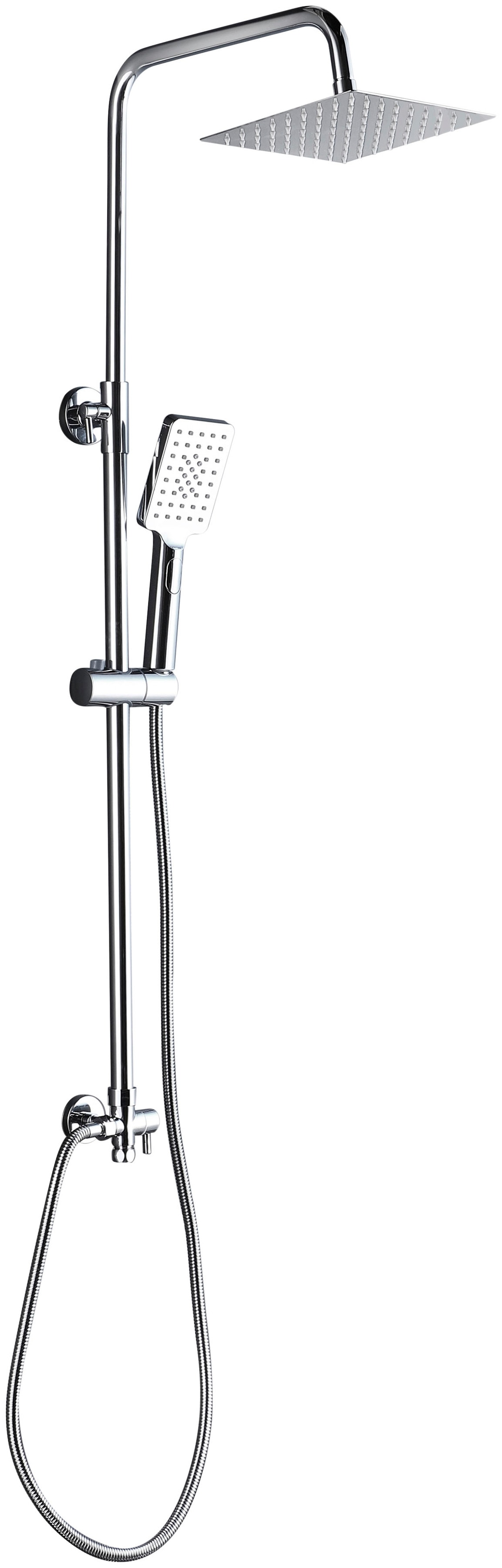 Duschsystem MARWELL "Bayala square", silber, H:118cm, Brausegarnituren, mit Duschkopf und Handbrause, eckig