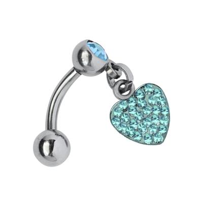 Bauchnabelpiercing ADELIA´S "Piercing Piercing Bauchnabelpiercing", Damen, blau (hellblau), Titan, modisch, Piercings, Titan Banane - Bauchnabel Piercing Herzanhänger hellblau