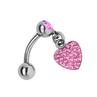 Bauchnabelpiercing ADELIA´S "Piercing Piercing Bauchnabelpiercing", Damen, rosa, Titan, modisch, Piercings, Titan Banane - Bauchnabel Piercing Herzanhänger rosa