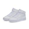 Sneaker PUMA "Carina 2.0 Mid Sneakers Damen", Gr. 37.5, grau (weiß silber gray), Obermaterial: Leder, Synthetik, Textil; Futter: Textil; Innensohle: Textil; Laufsohle: Gummi, Schuhe