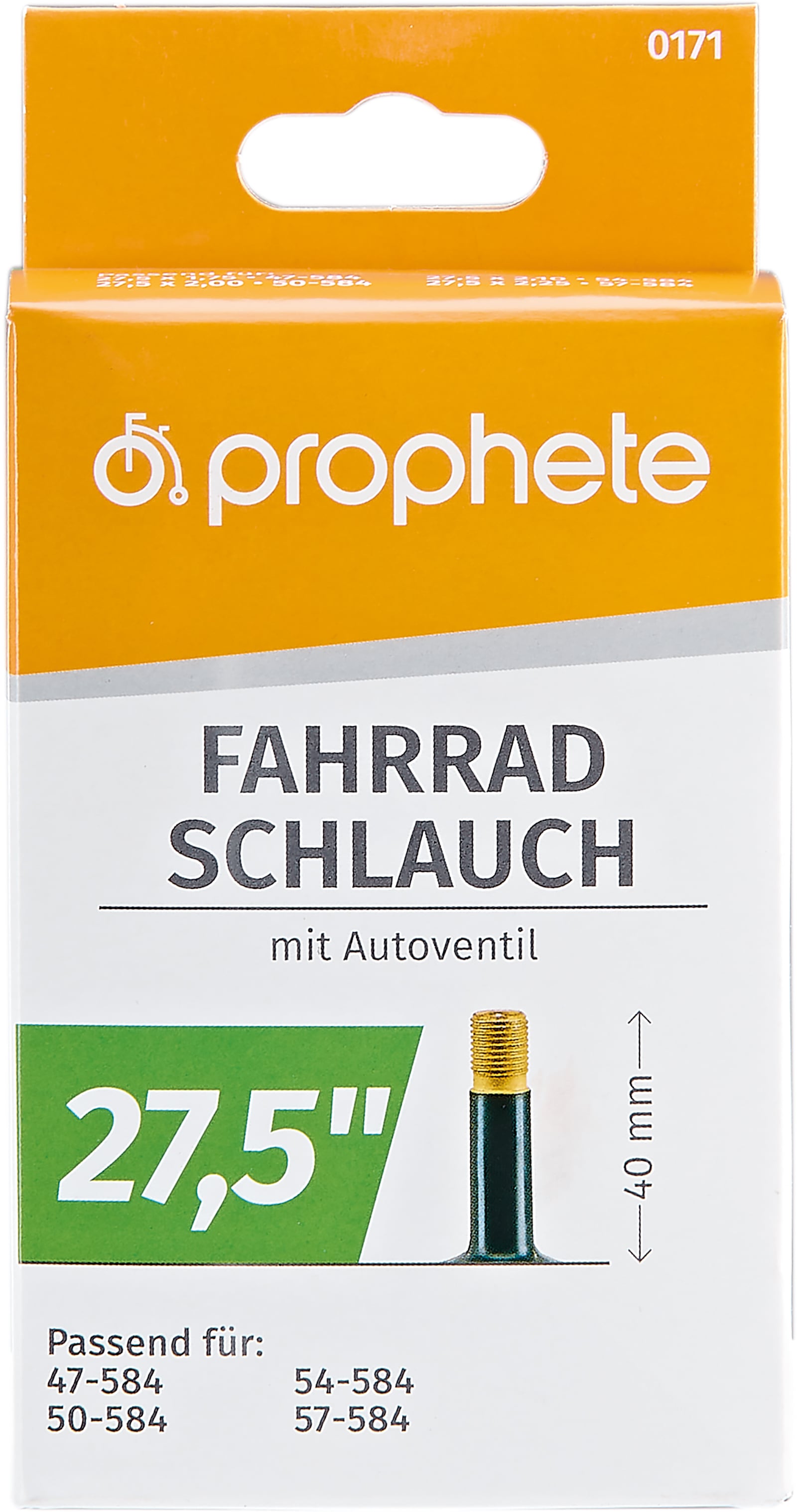 Fahrradschlauch PROPHETE "Fahrradschlauch", schwarz, Fahrradschläuche, 48mm, Autoventil (AV), 27,5 Zoll (69,85cm) Image