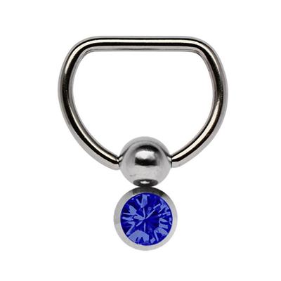 Brustwarzenpiercing ADELIA´S "Piercing Piercing Brustpiercing", Damen, blau (dunkelblau), Titan, modisch, Piercings, Titan Brustpiercing D-Ring mit Doppel Klemmkugel und 6 mm Stein dunkelblau