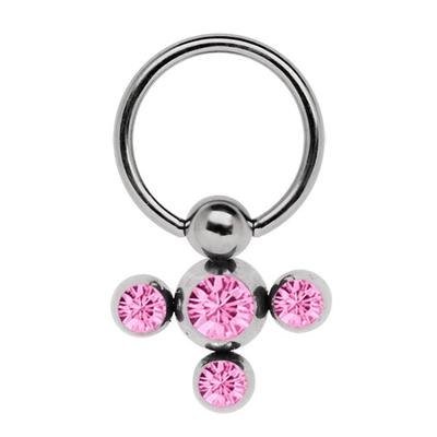 Intimpiercing ADELIA´S "Piercing Intimpiercing ", Damen, rosa, Chirurgiestahl, modisch, Piercings, Intimring BCR + Klemm-Verschluss mit 4 farbigen Steinen