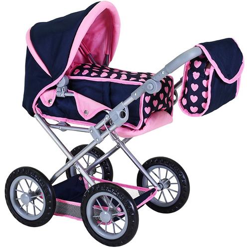 „Kombi-Puppenwagen KNORRTOYS „“Ruby – Pink Hearts““ Puppenwagen pink (pink hearts) Kinder Puppenwagen -trage mit Wickeltasche“