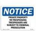 SignMission Private Property No Trespassing Trespassers Sign Aluminum/Plastic in Black/Blue/Gray | 12 H x 18 W x 0.1 D in | Wayfair