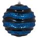 The Holiday Aisle® Stripe Candy Glitter Wave Ball Christmas Ornament Plastic in Blue | 6" H x 6" W x 6" D | Wayfair