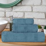 Eider & Ivory™ Oilton 3 Piece Ribbed 100% Cotton Medium Weight Premium Cotton Towel Set in Gray/Blue | 10.5 W in | Wayfair
