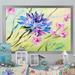 Bungalow Rose Modern Pink & Blue Spring Flowers - Floater Frame Print on Canvas Canvas, Cotton in White | 24 H x 36 W x 1 D in | Wayfair