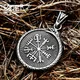 Beier-Collier boussole viking ronde en acier inoxydable pour homme pendentif nordique amulette