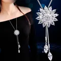Collier pendentif flocon de neige en cristal vintage pour femme pull long accessoires de bijoux