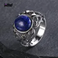 Bagues en argent regardé 925 pour femme Lapis Lazuli naturel Labrumen ite Hache creuse