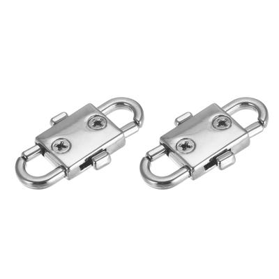 Adjustable Metal Buckles, 2Pcs 32x12mm Chain Shortener Bag Strap Clasps, Silver - Silver Tone - 32mm x 12mm