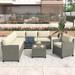 Modern Design Patio Furniture Set, 5 Piece Outdoor Conversation Set with Coffee Table, Cushions and Single Chair