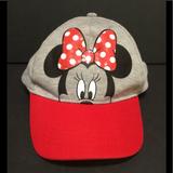 Disney Accessories | Disney Minnie Mouse Toddler Baseball Hat For Girls Size 2-4 Kids Cap | Color: Gray/Red | Size: Osg