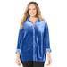 Plus Size Women's AnyWear Velvet Button Front Shirt by Catherines in Dark Sapphire (Size 6X)