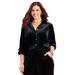 Plus Size Women's AnyWear Velvet Button Front Shirt by Catherines in Black (Size 0X)