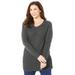 Plus Size Women's Daydream Waffle Knit Pullover by Catherines in Medium Heather Grey (Size 3X)