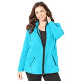 Plus Size Women's Micro Fleece Zip Jacket by Catherines in Scuba Blue (Size 4X)