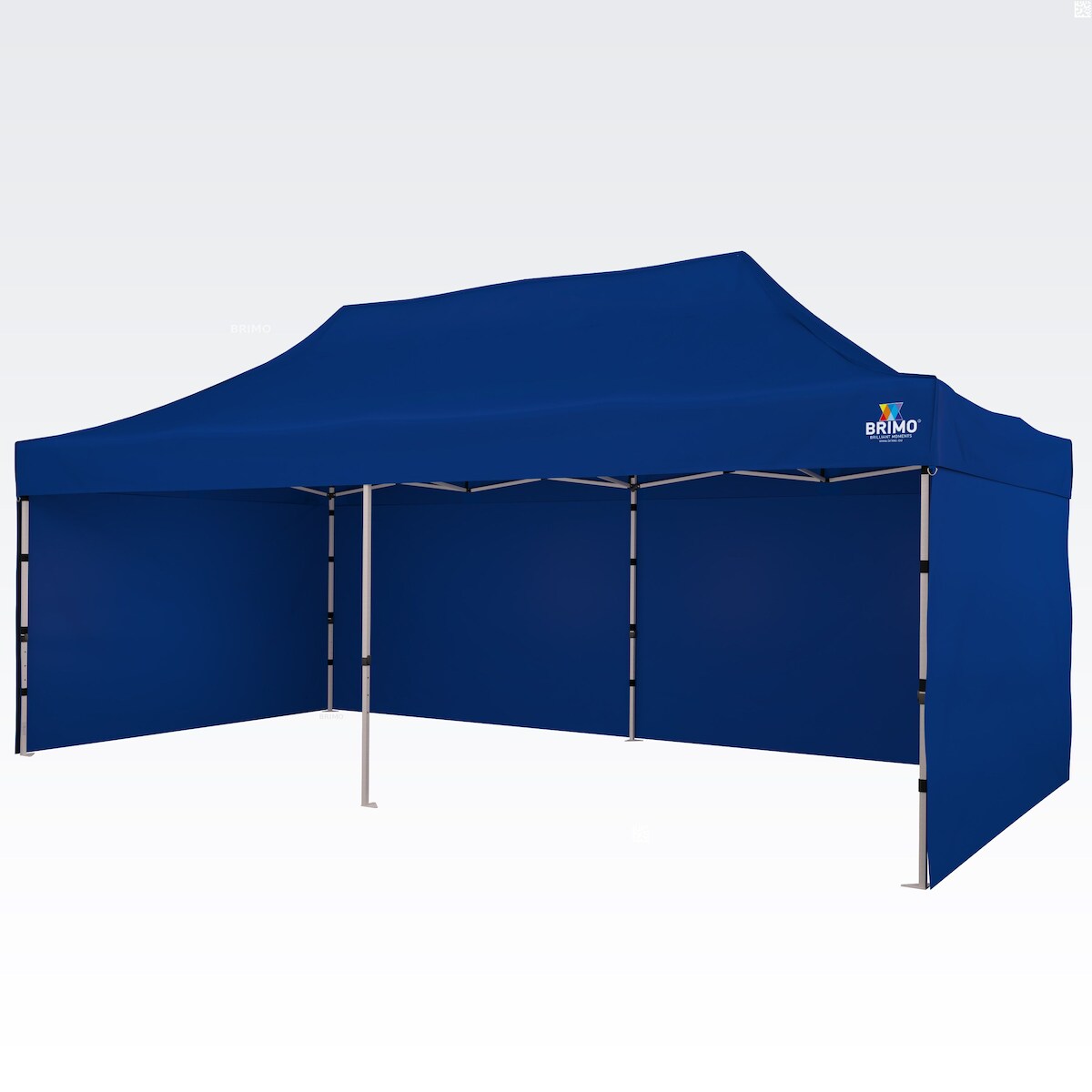 Pavillon 3x6m - mit 3 Wänden - Blau Image