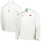 Men's Under Armour White Wisconsin Badgers Motivate 2.0 Quarter-Zip Performance Jacket