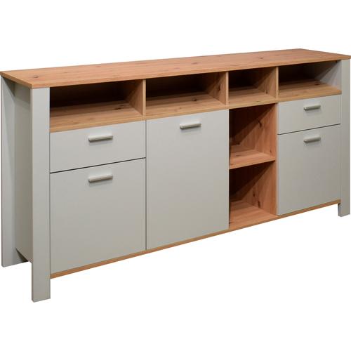 „Sideboard MÄUSBACHER „“Nele““ Sideboards Gr. B/H/T: 193 cm x 92 cm x 44 cm, 2, grau (kreidegrau matt lack, asteiche) Sideboards Breite 193 cm“